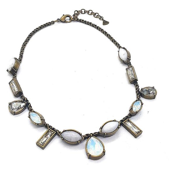 Silpada Jewelry - Silpada Semi Precious White Jade Swarovski Crystal Necklace in Antique Brass